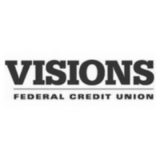 Visions Federal Credit Union logo in bold black letters on a white background, with the word “VISIONS” above “FEDERAL CREDIT UNION” separated by a horizontal line.