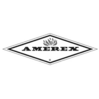 Black and white diamond-shaped logo with the word “AMEREX” in bold letters and a flame icon above the text.