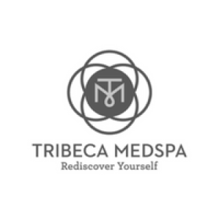 Tribeca MedSpa logo with geometric design above the text “TRIBECA MEDSPA” and the tagline “Rediscover Yourself” below in gray.